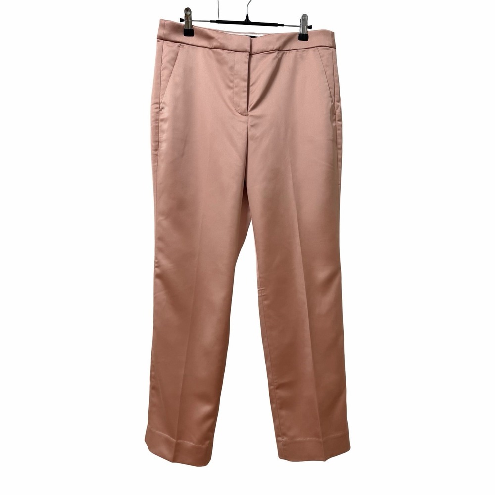 J Crew Womens Kate Satin Straight Leg Pants Size 10P Pink Office Career Preppy